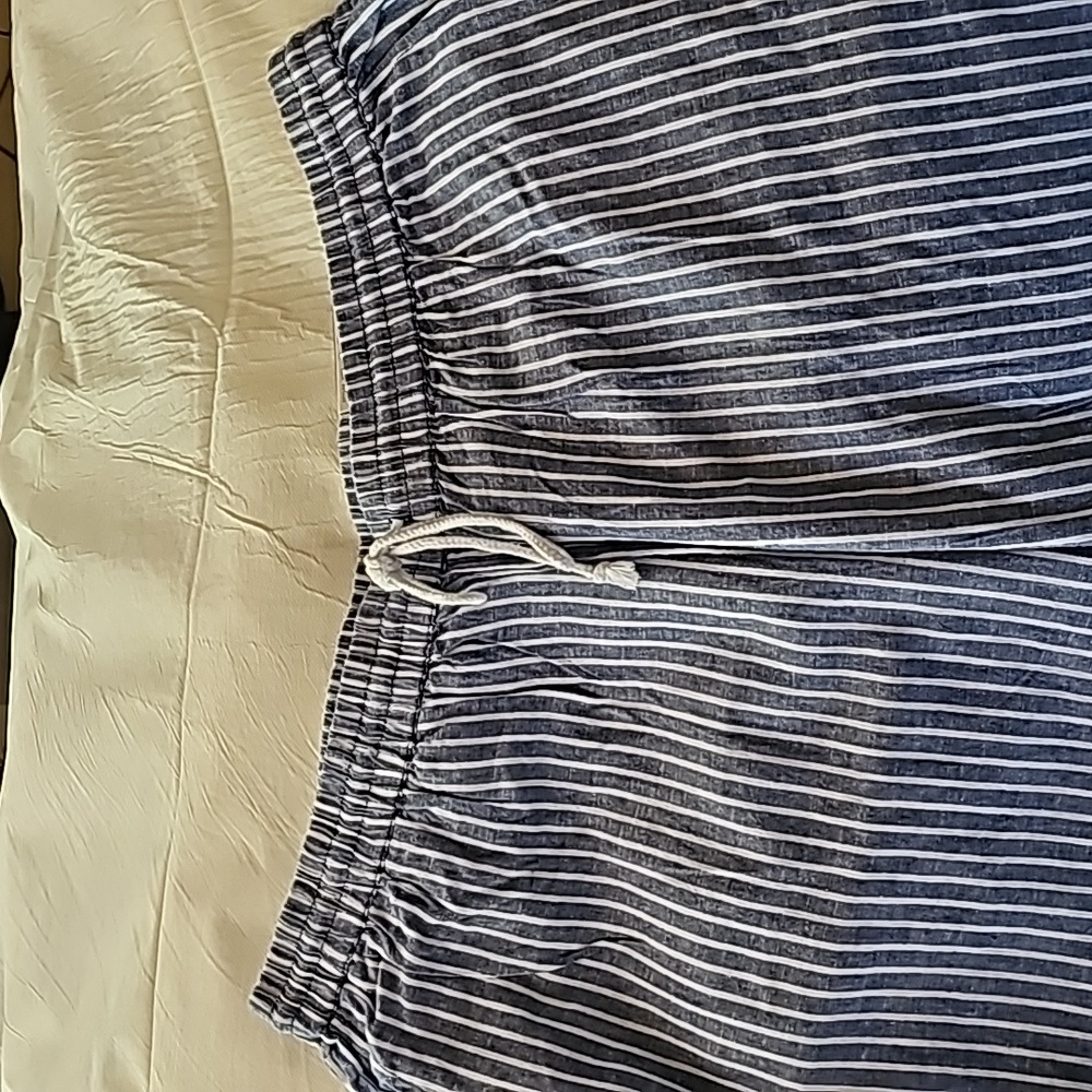 BeachLunchLounge Cropped Linen Striped Pants Size XXL - Picture 7 of 15